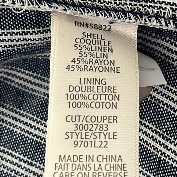 Max Studio Striped Blue &’White Women's Blazer Linen Blend Ruched Sleeves NWT - Picture 9 of 11